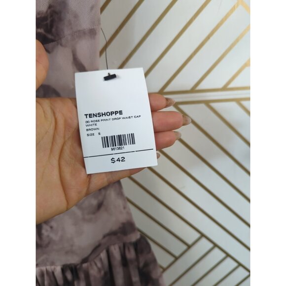 BOUTIQUE BRAND Women's Rose Frilly Mini Dress With Shorts Under Tie Front S NEW - Picture 5 of 9